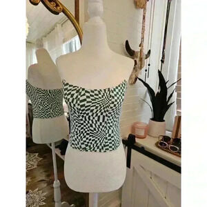 Et Clet Women's Size S Green and White Corset Top